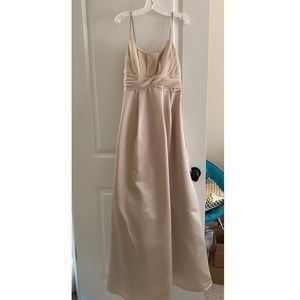 David’s Bridal champagne bridesmaids dress